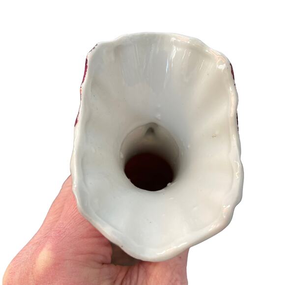 Vintage Iridescent Luster Ware Vase Gold Handles Pearl MCM Gilded Bud Japan READ - Picture 6 of 13